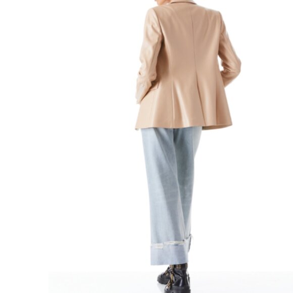 Alice Olivia MACEY VEGAN LEATHER Tan BLAZER 50% off MSRP!!! - Picture 3 of 4